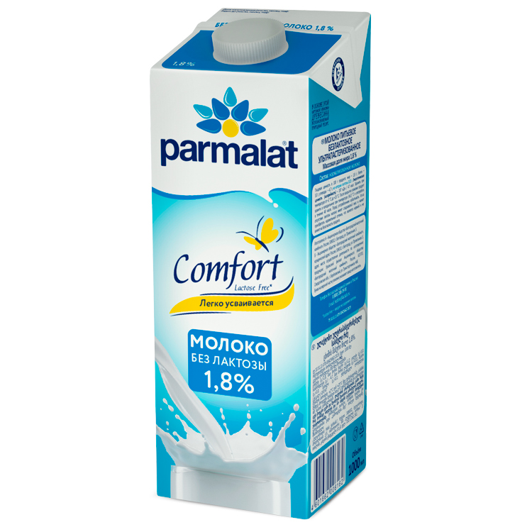 Молоко ультрапастеризованное Безлактозное Comfort 1,8% 1л тетраЭдж Parmalat