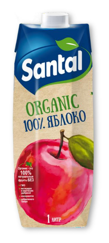 Сок Organic Яблочный 1л Тетрапризма SANTAL