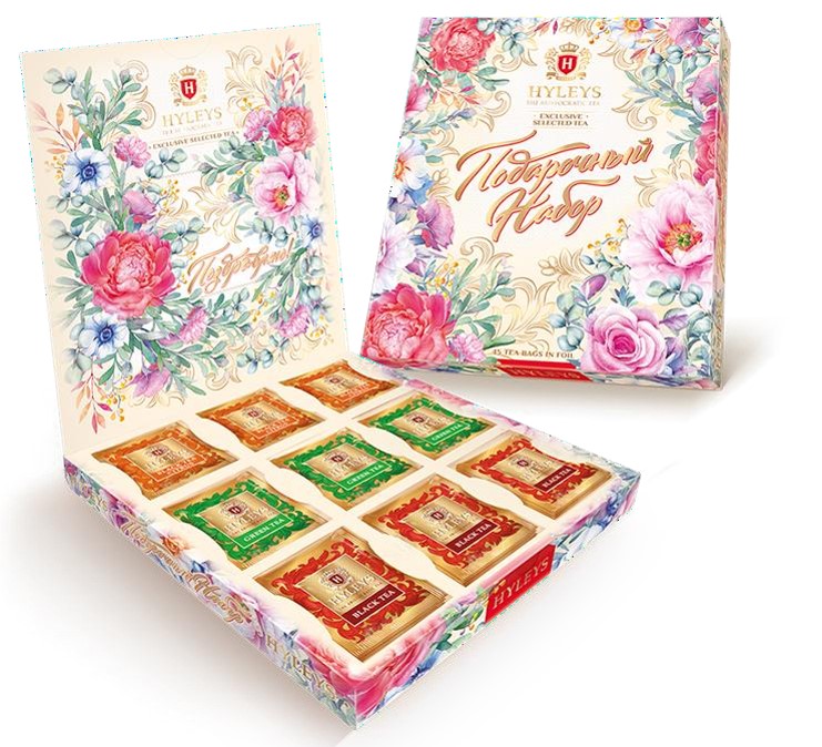 Чай ассорти Подарочный набор 45пак картон упак Цветы Hyleys