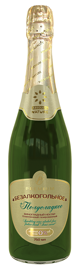 Шампанское безалкогольное взрослое полусладкое виноградный нектар 750мл стекло Absolute Nature